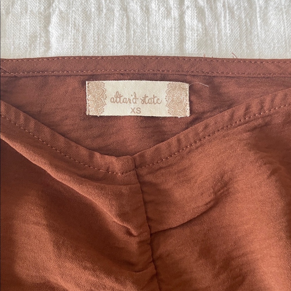 Altar'd State Brown Ruffled Blouse - Picture 2 of 3
